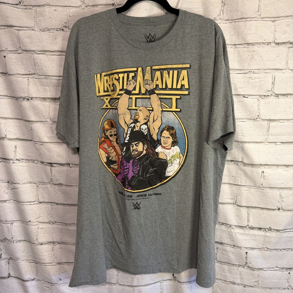 WWE Wrestlemania Graphic Mens T Shirt Size XL Undertaker Shawn Michaels Austin‎